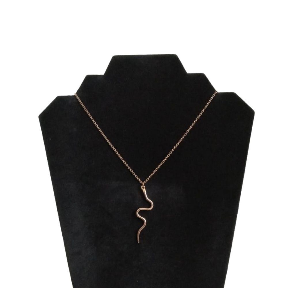 Gold Toned Lightweight Snake Pendant Dainty Cable Link Chain Fashion Necklace
